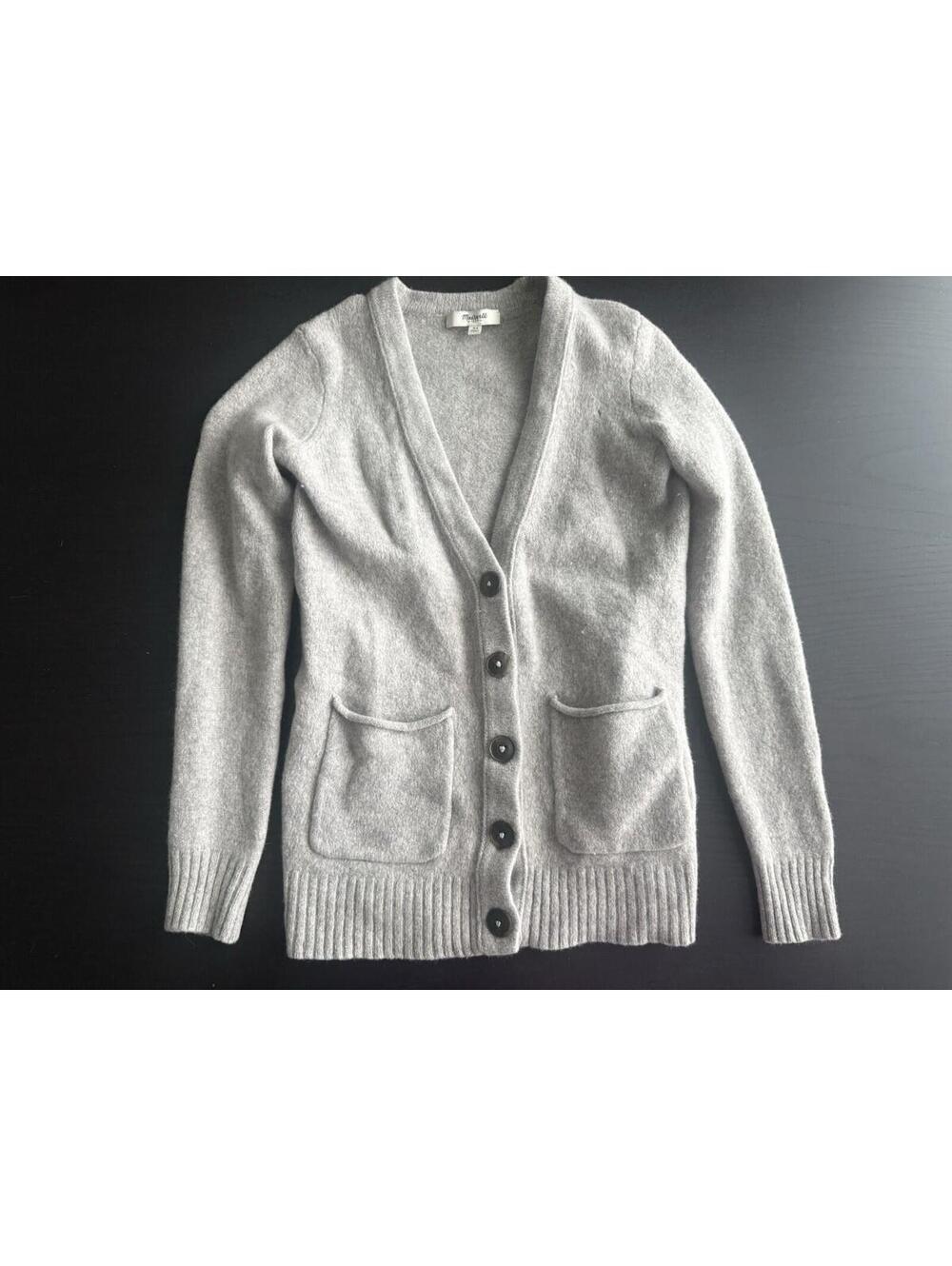 Madewell Kent Neutral Grey Open Front Cardigan Sweater Merino Wool Alpaca Sz XS